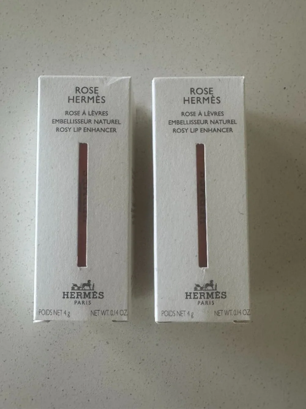 TWO Hermès Rose 30 (D'ete) and 14 (Abricote) Refillable Rosy Lip Enhancers
